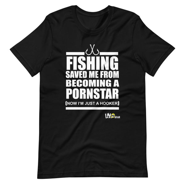 before fishing i was now i'm just a hooker Mens Saved Me from Being Pornstar Im A Funny T Shirt Funny T Shirts Cool Fishing Short Sleeve Novelty Tees for Guys Dark Grey S Fishing LMAOgear